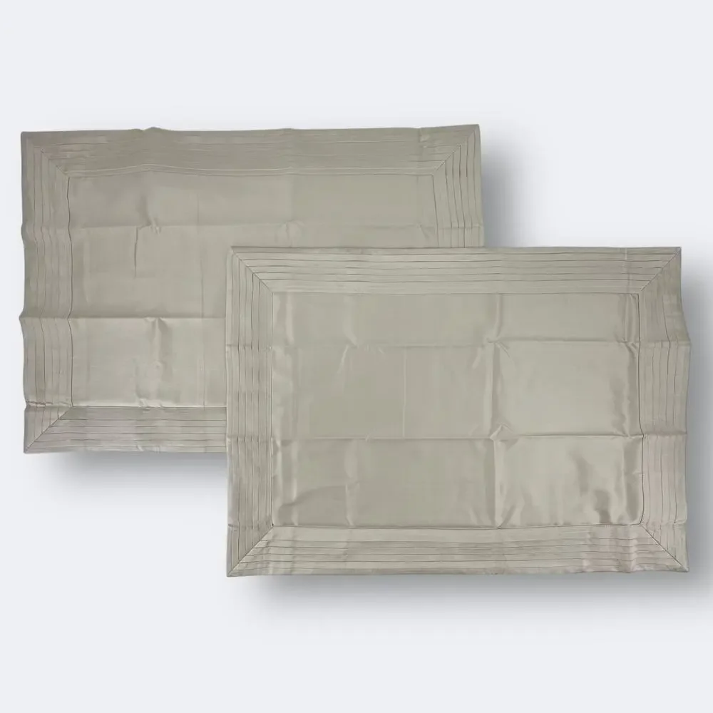 Restoration Hardware Italian Micro Pleat 600 Sateen Lumbar Sham Set Sand Tan